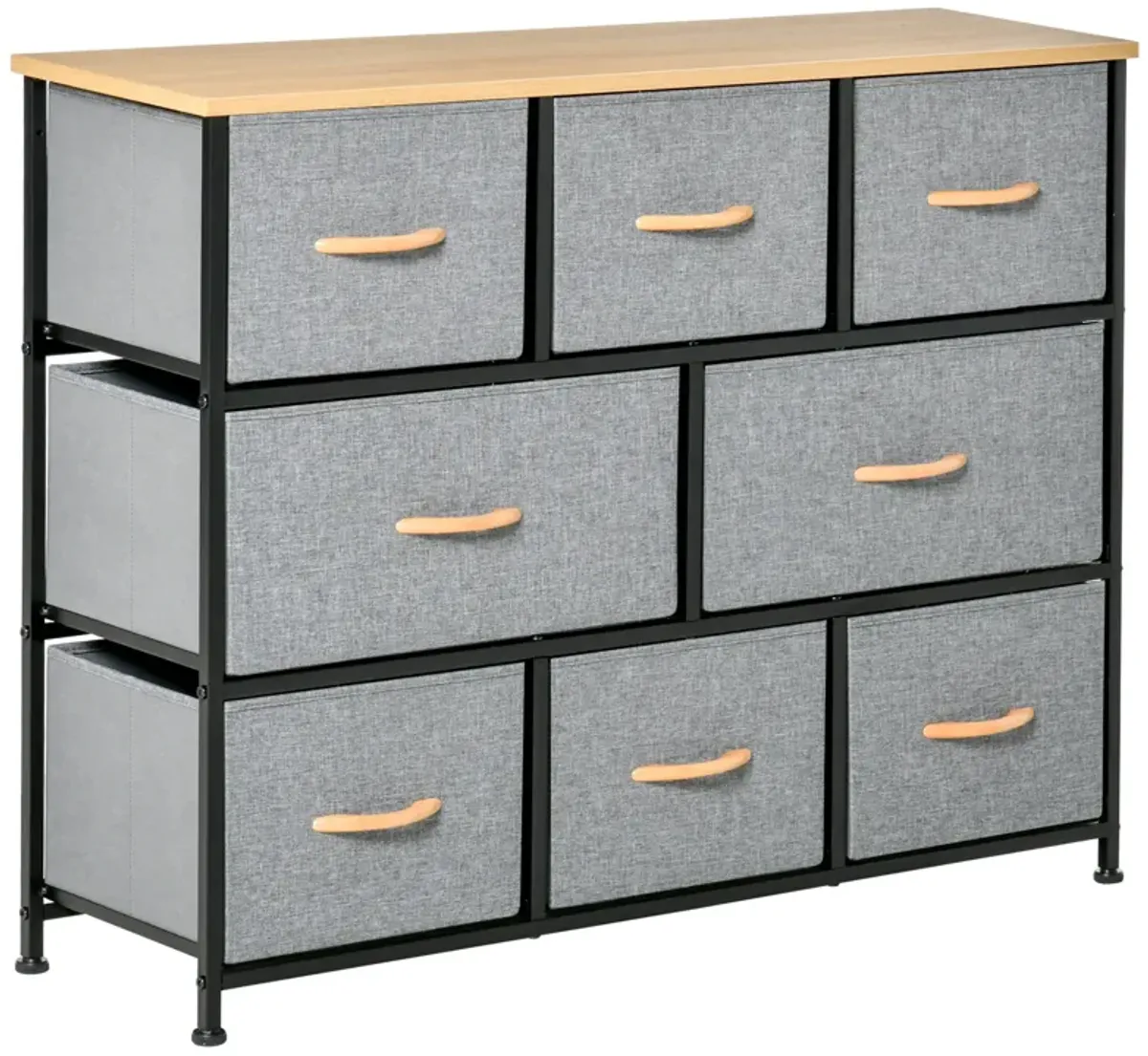 Light Gray Bedroom Storage: 8-Drawer Fabric Dresser with Steel Frame