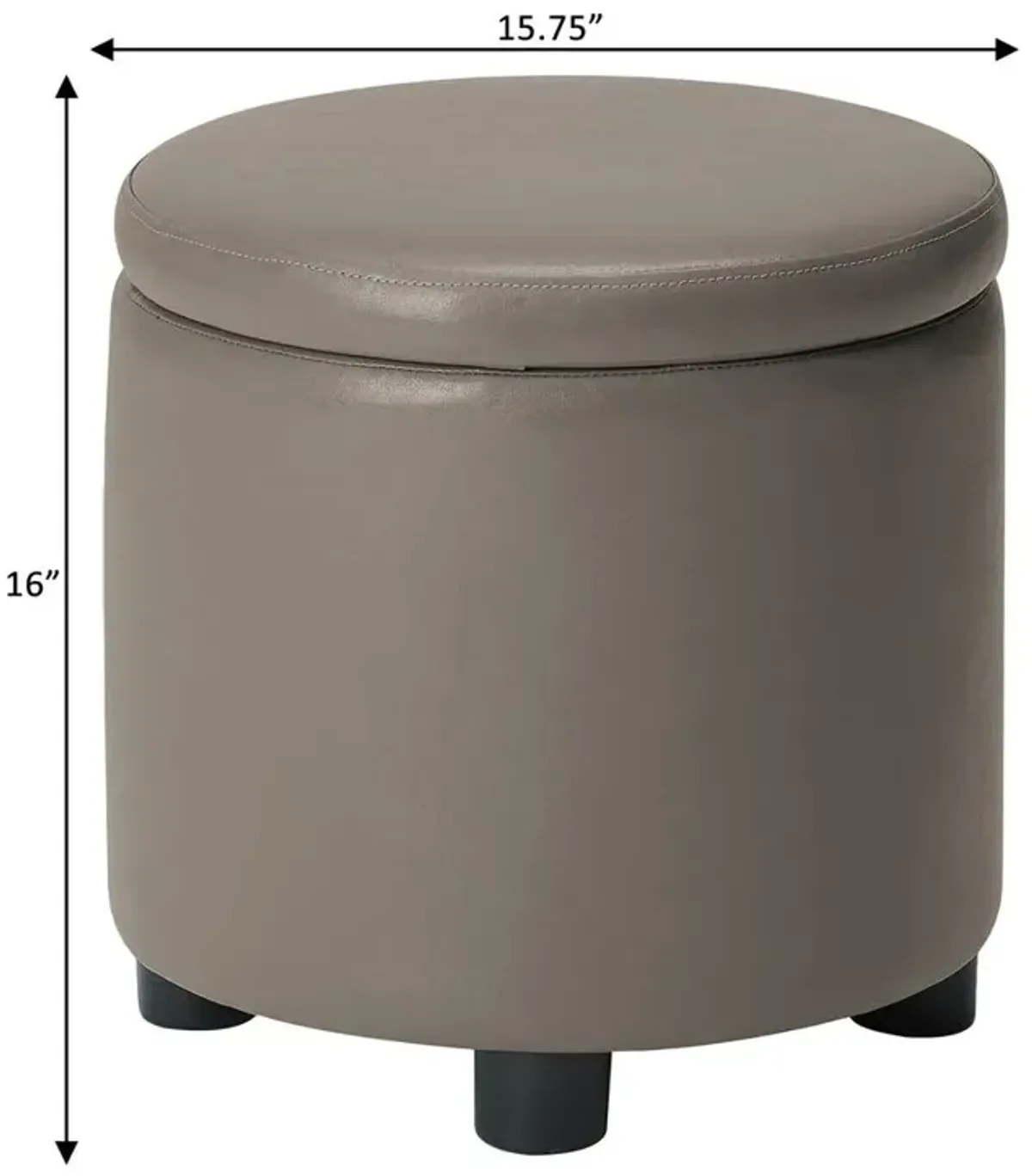 Convience Concept, Inc. Designs 4 Comfort Round Accent Storage Ottoman with Reversible Tray Lid