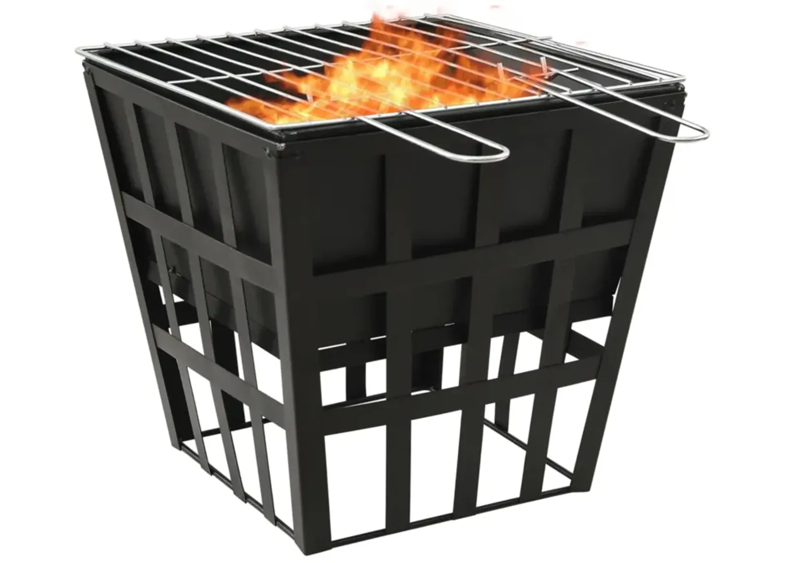 vidaXL 2-in-1 Fire Pit and BBQ 13.4"x13.4"x18.9" Steel