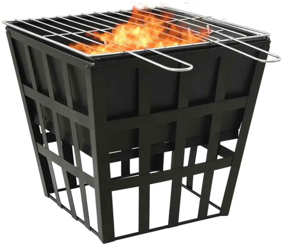 vidaXL 2-in-1 Fire Pit and BBQ 13.4"x13.4"x18.9" Steel