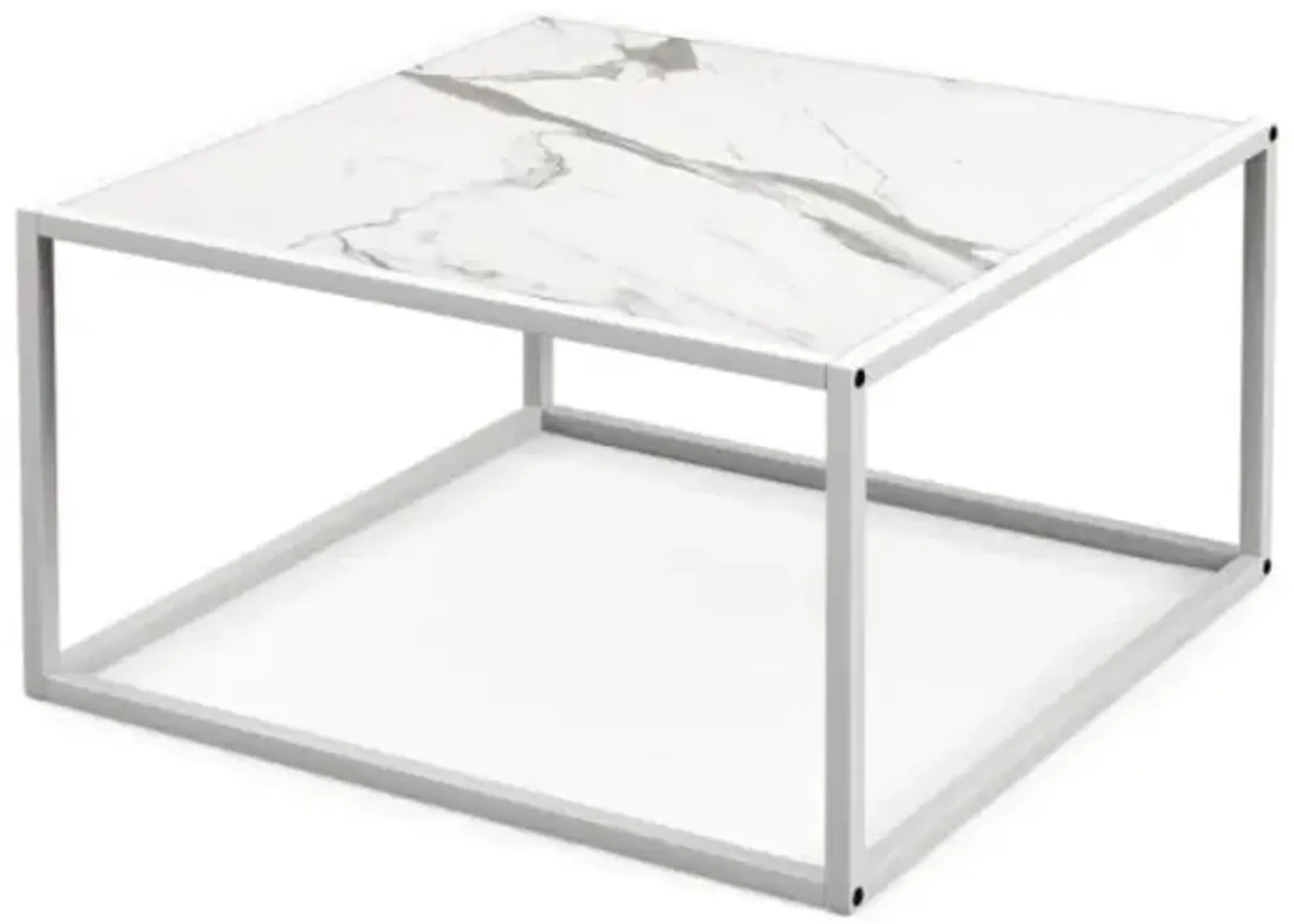 Hivvago Modern Square Coffee Table with Faux Marble Tabletop