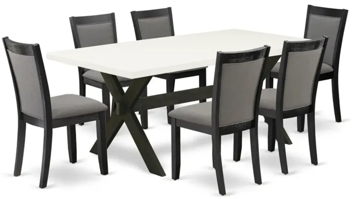 East West Furniture X627MZ650-7 7Pc Dining Set - Rectangular Table and 6 Parson Chairs - Multi-Color Color