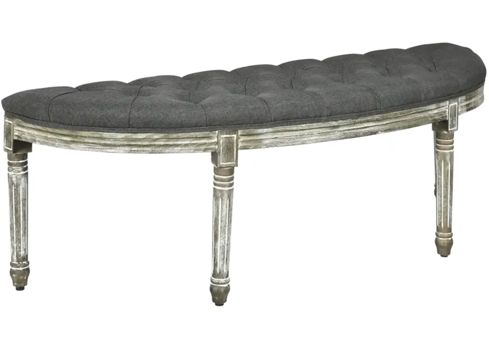 Classic Elegant Velvet Touch Fabric Sitting Ottoman Seat with Rubberwood Legs