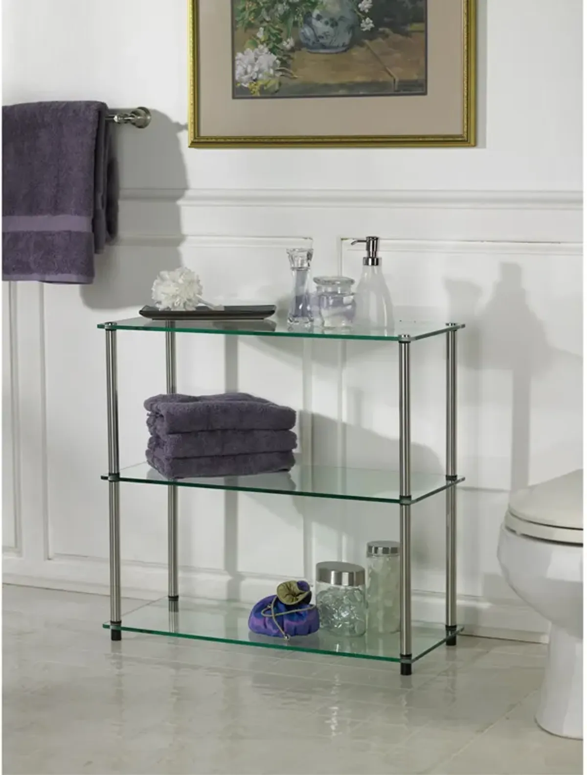 Convenience Concepts Designs2Go Classic Glass 3 Shelf Bookshelf, Glass