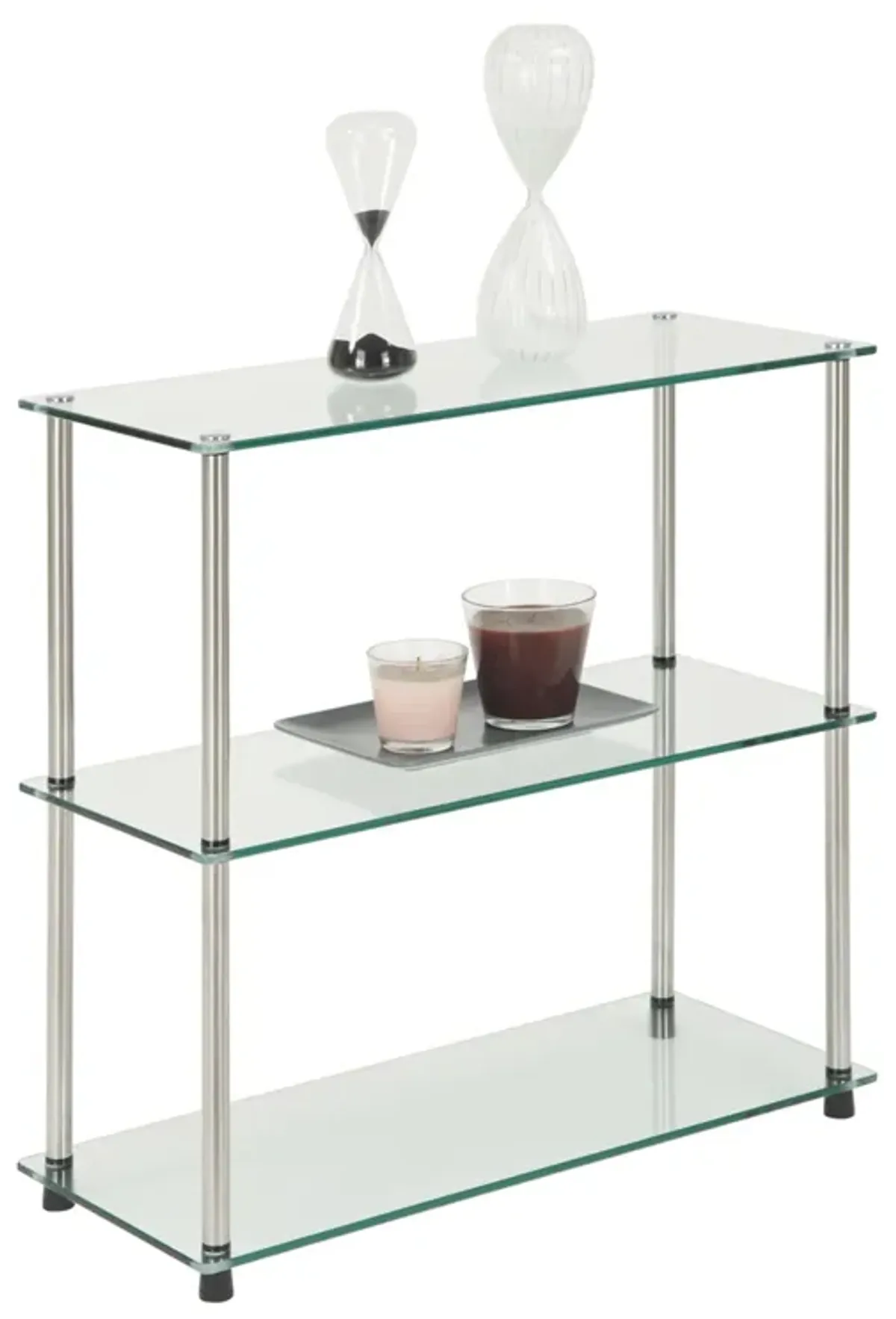 Convenience Concepts Designs2Go Classic Glass 3 Shelf Bookshelf, Glass