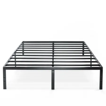 Hivvago Queen size Sturdy Black Metal Platform Bed Frame with Headboard Attachments