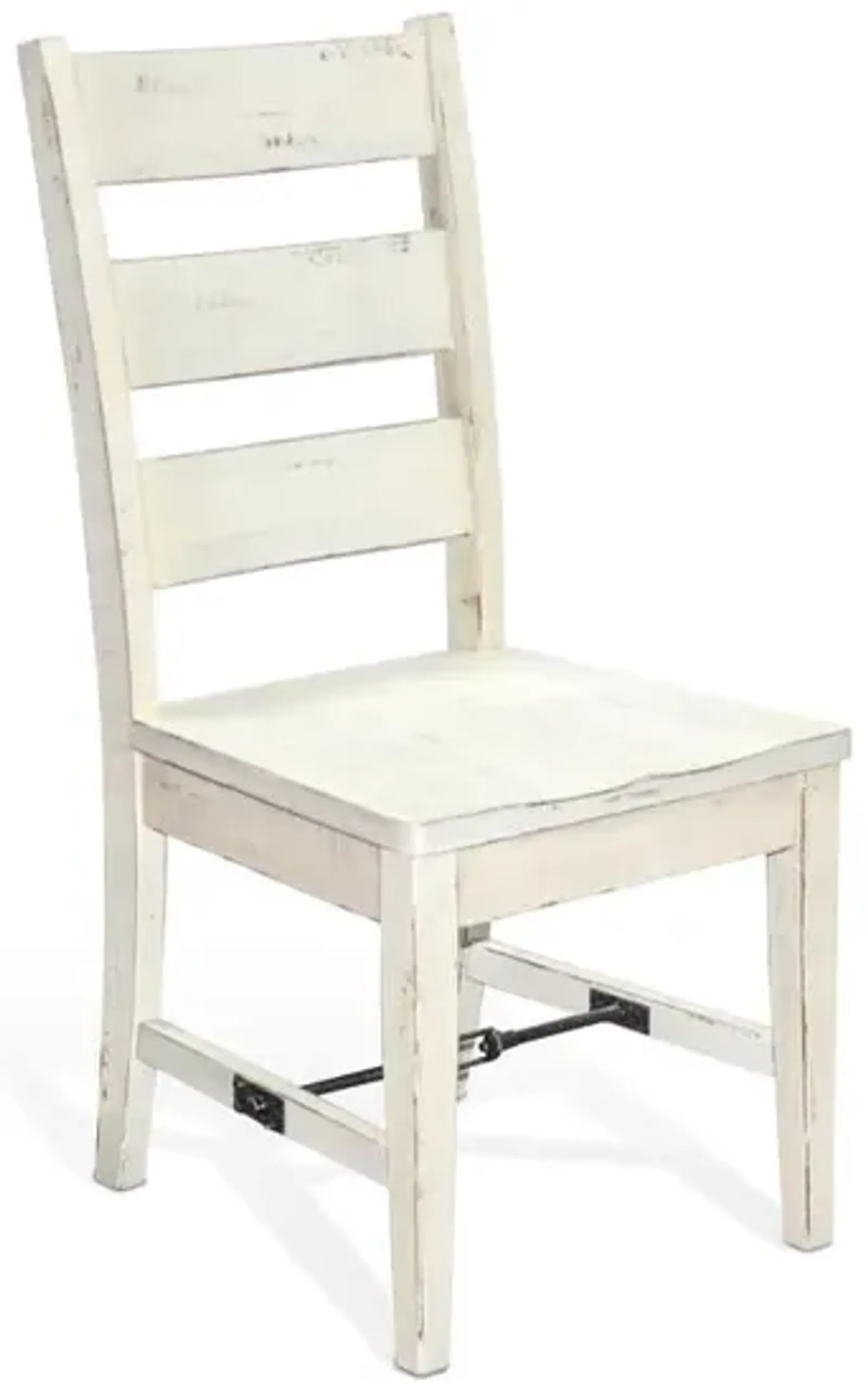 Sunny Designs White Sand Ladderback Chair with Turnbuckle, Wood Seat