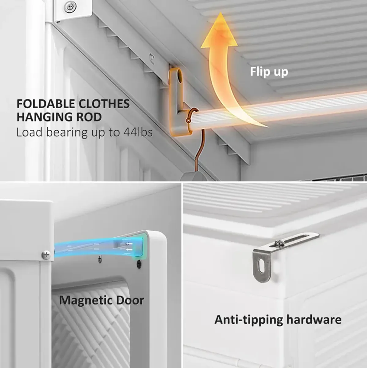 White Clothing Storage: Portable Folding Wardrobe with Magnet Doors