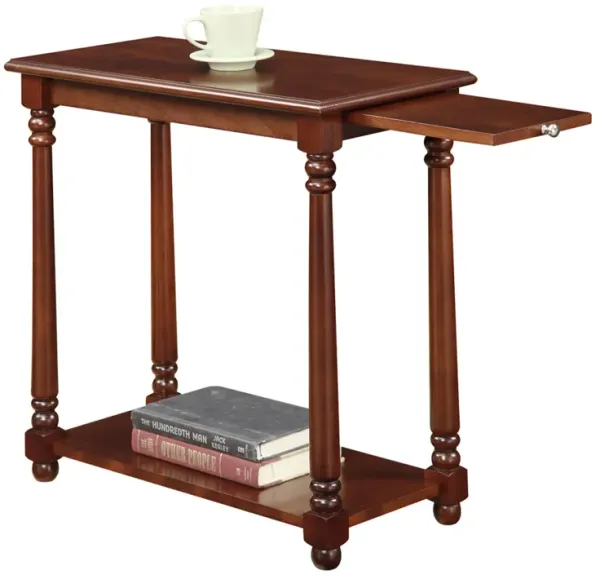 French Country Regent Chairside End Table with Pull-Out Shelf