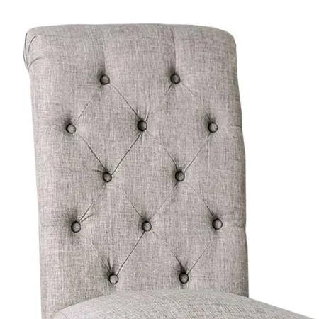 Side Chair with Button Tufted Backrest, Set of 2, Gray-Benzara