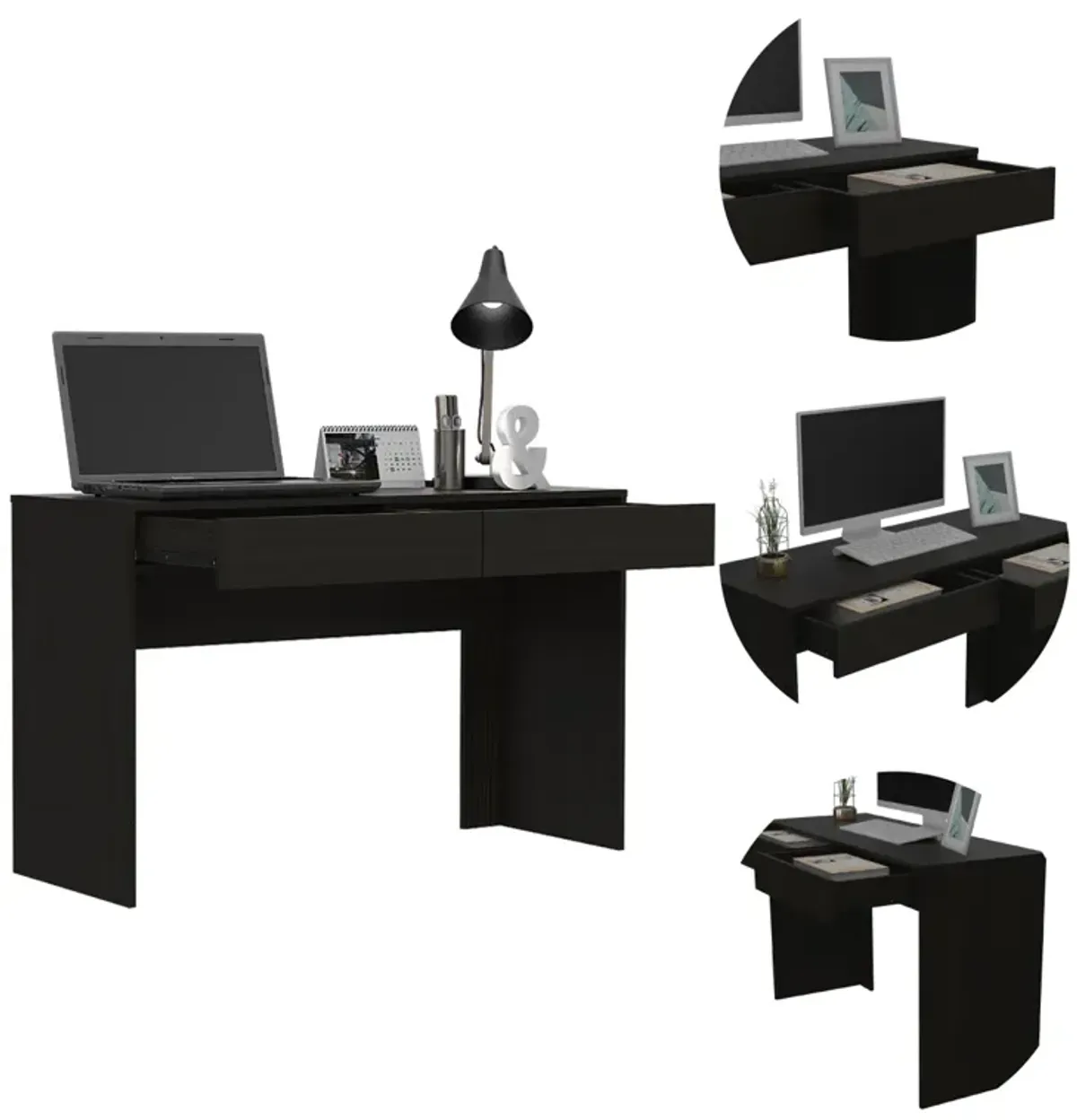 Streamdale Meridian 2-Drawer Computer Desk Black Wengue