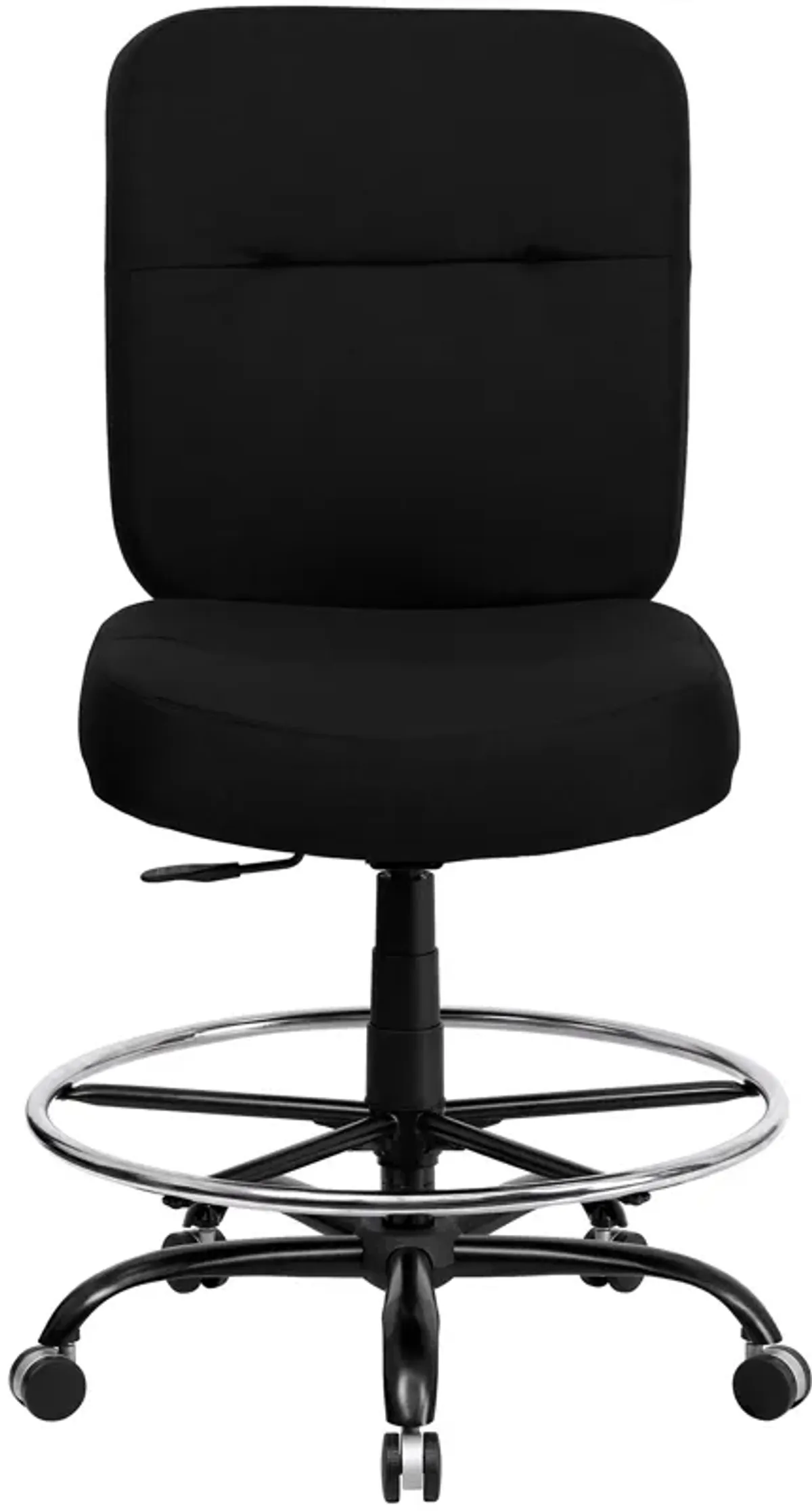 Flash Furniture HERCULES Series Big & Tall 400 lb. Rated Black Fabric Rectangular Back Ergonomic Draft Chair with Adjustable Arms