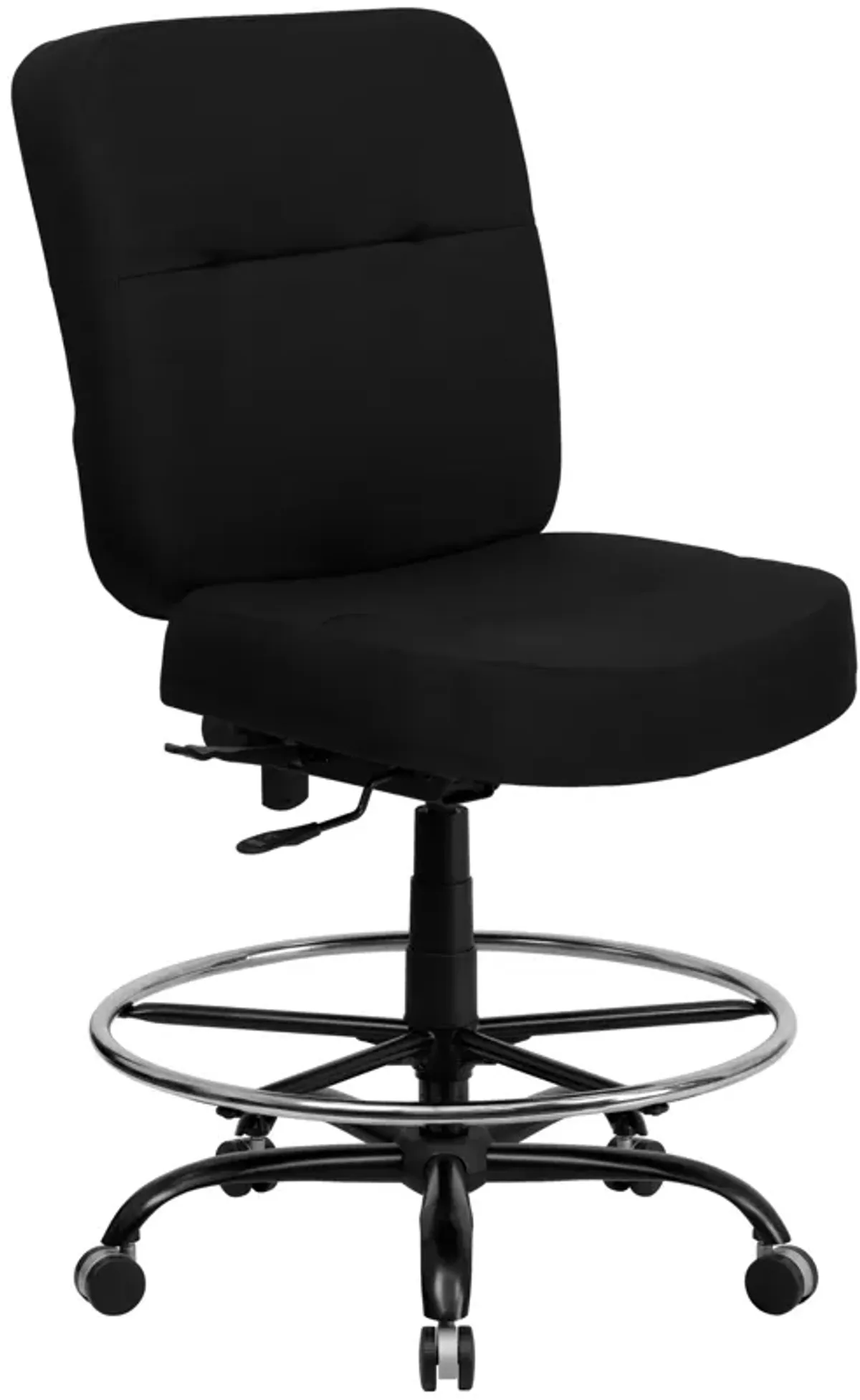 Flash Furniture HERCULES Series Big & Tall 400 lb. Rated Black Fabric Rectangular Back Ergonomic Draft Chair with Adjustable Arms