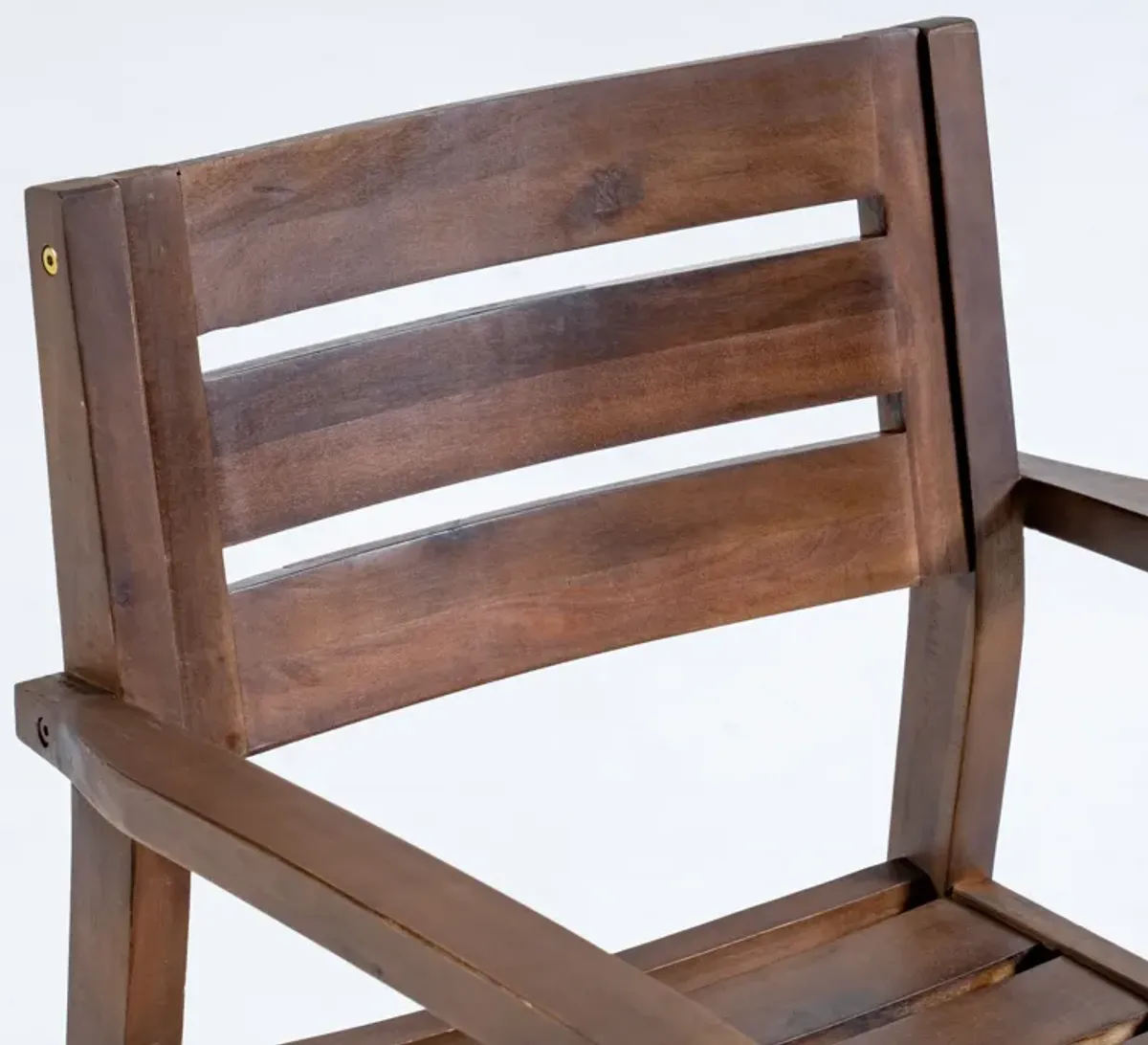 Merax Acacia Wood Patio Armchair Dining Chairs Set 2 PCS