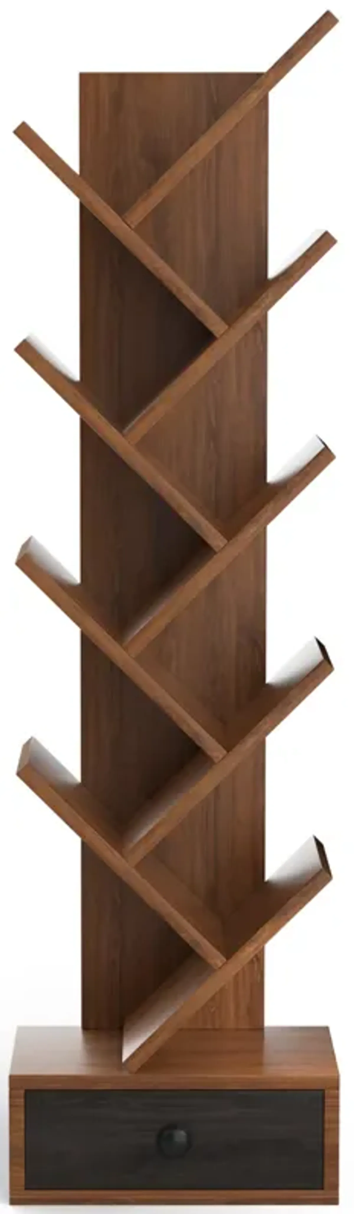 10-Tier Tree Bookshelf with Drawer and Anti-Tipping Kit