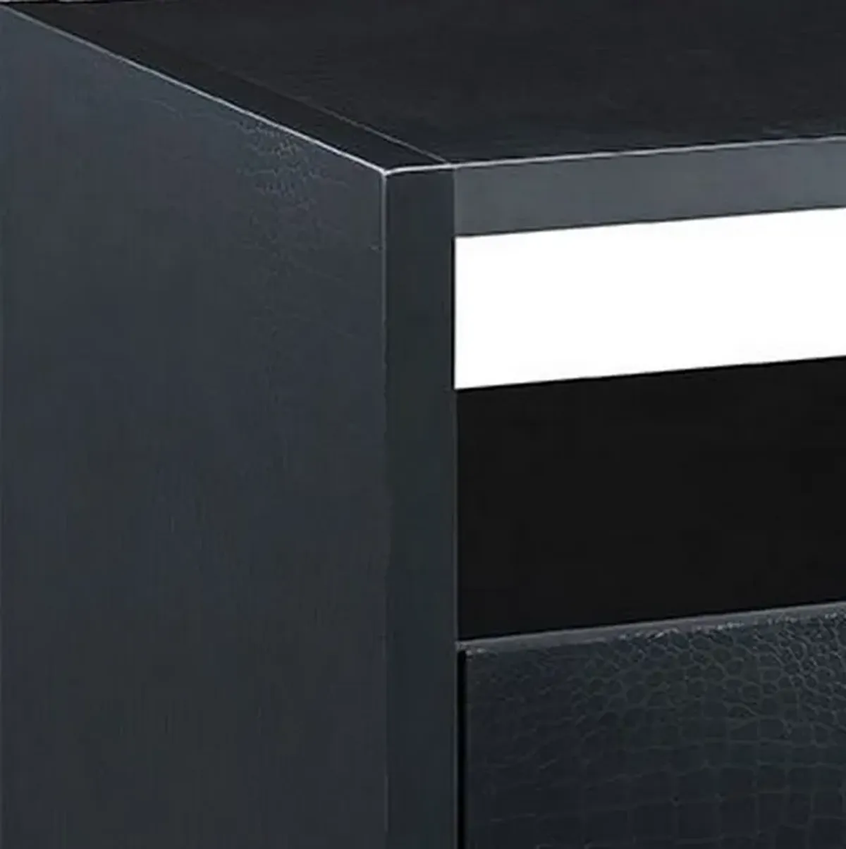 End Table with 2 Drawers and Open Compartments, Black-Benzara