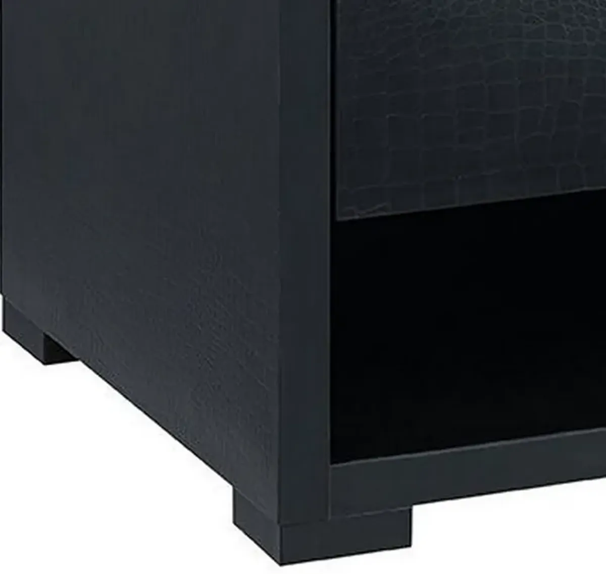 End Table with 2 Drawers and Open Compartments, Black-Benzara