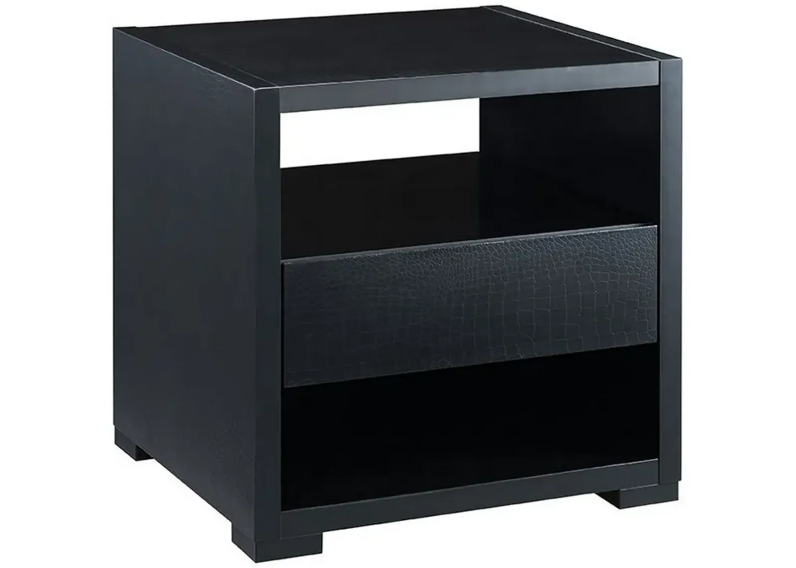 End Table with 2 Drawers and Open Compartments, Black-Benzara