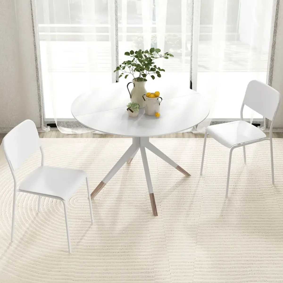 Modern Dining Chairs Set of 4 with Tilted Backrest and Sturdy Metal Legs