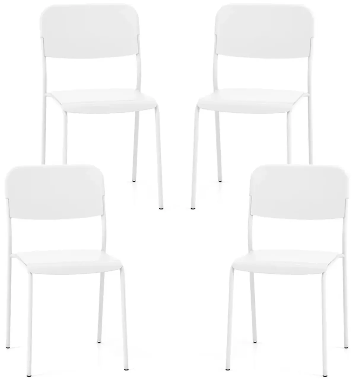 Modern Dining Chairs Set of 4 with Tilted Backrest and Sturdy Metal Legs