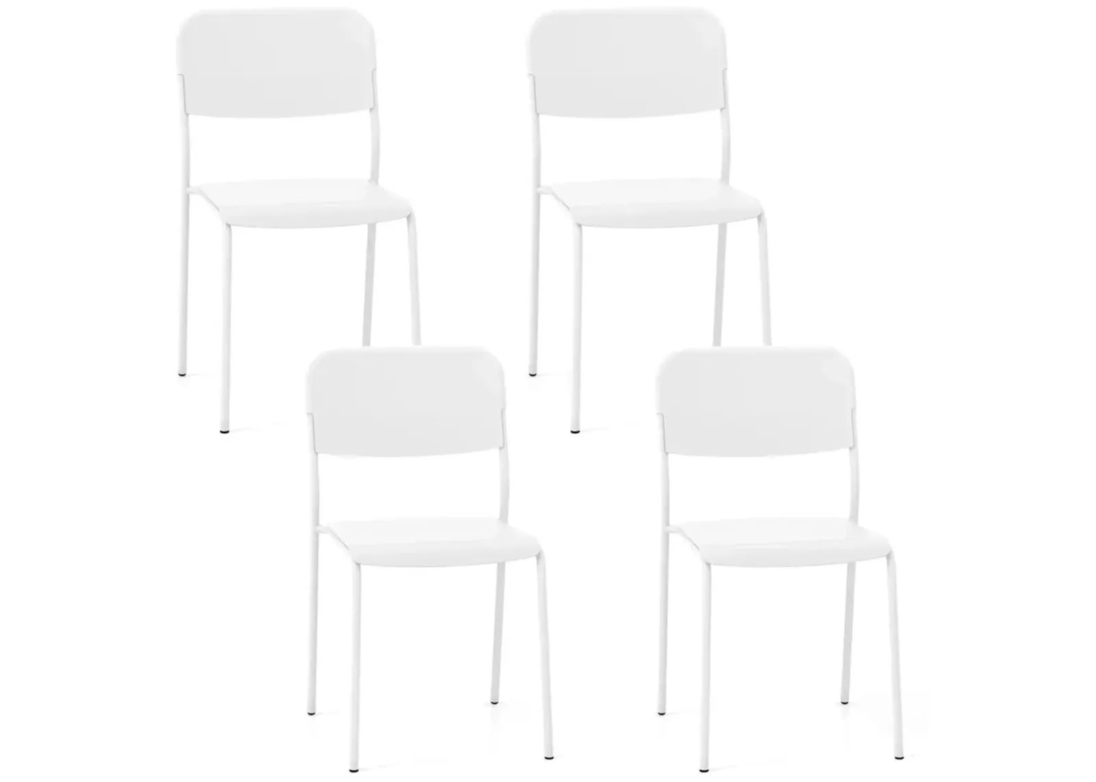 Modern Dining Chairs Set of 4 with Tilted Backrest and Sturdy Metal Legs