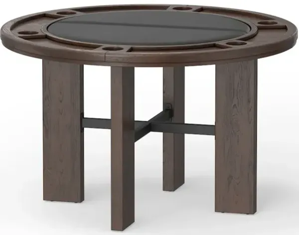 Georgio Dining and Game Table in Walnut Finish with Black Faux Leather Insert