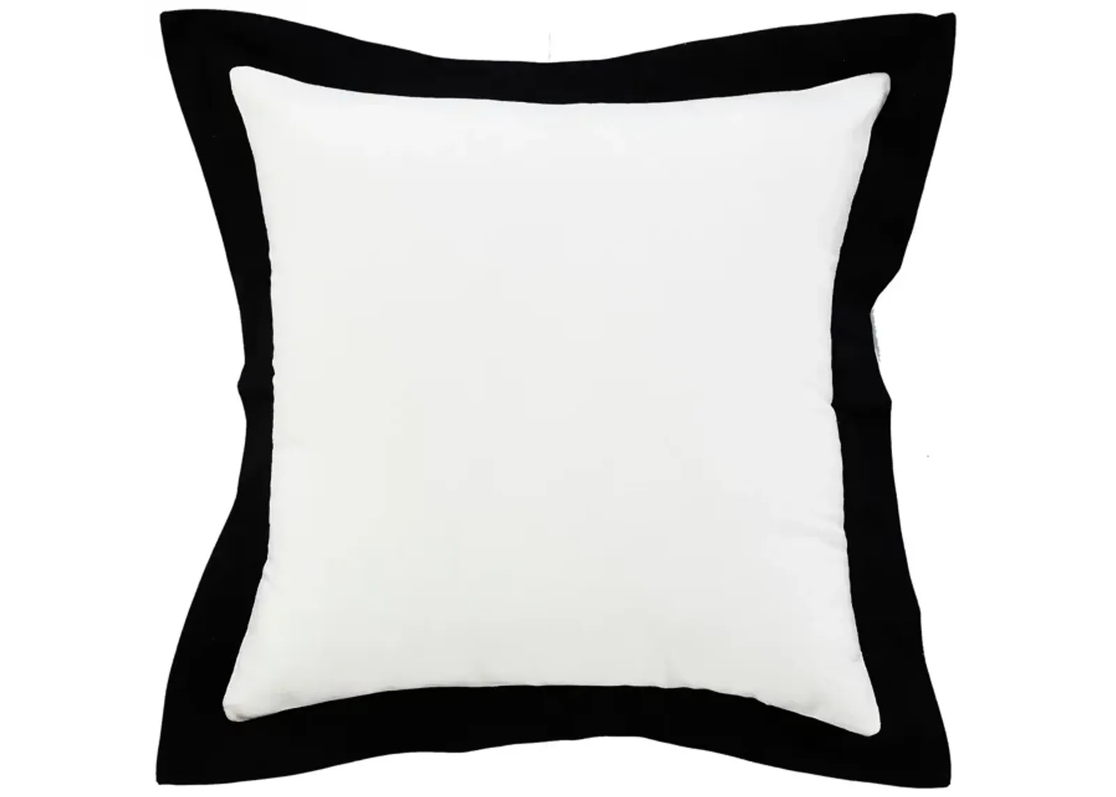 20" White and Black Bordered Flange Frame Square Throw Pillow