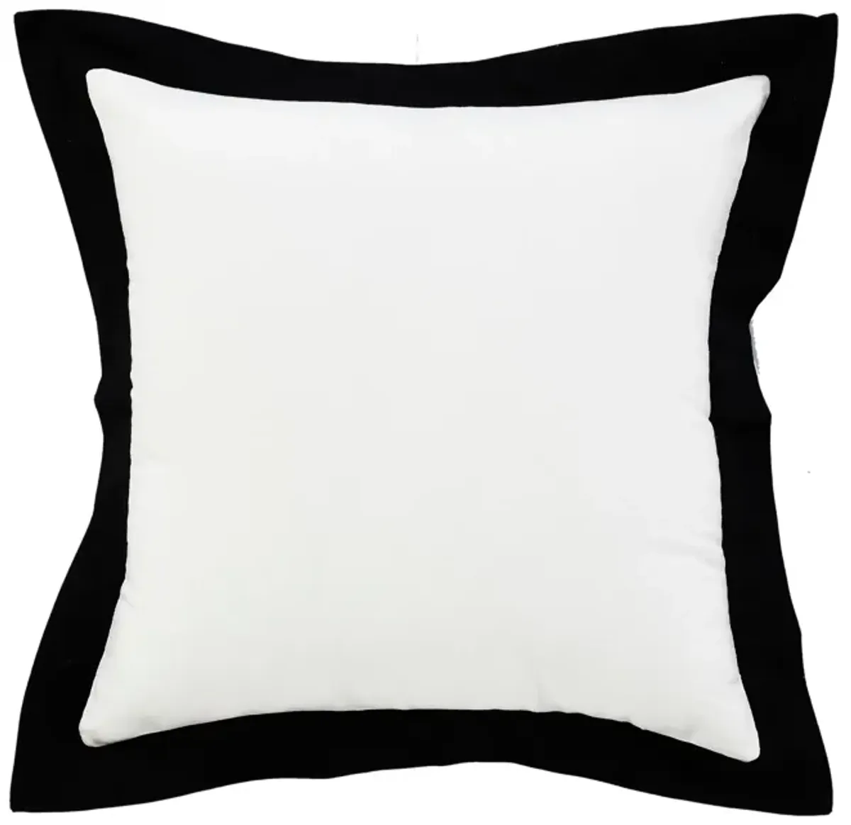 20" White and Black Bordered Flange Frame Square Throw Pillow