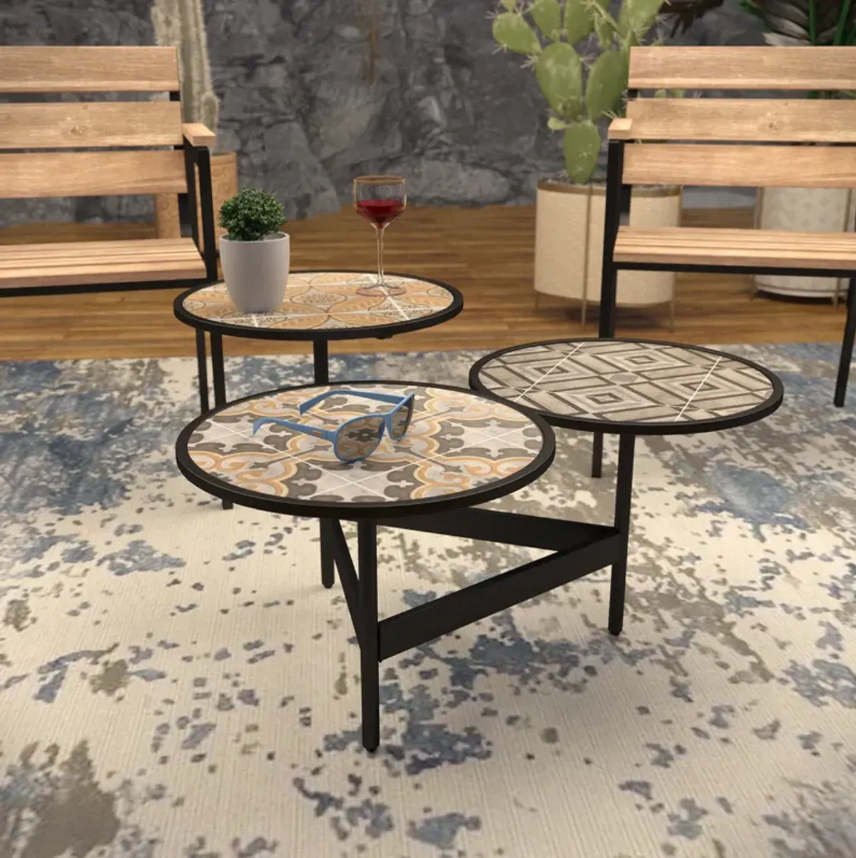 Margo Outdoor 3-Tier Cocktail Table