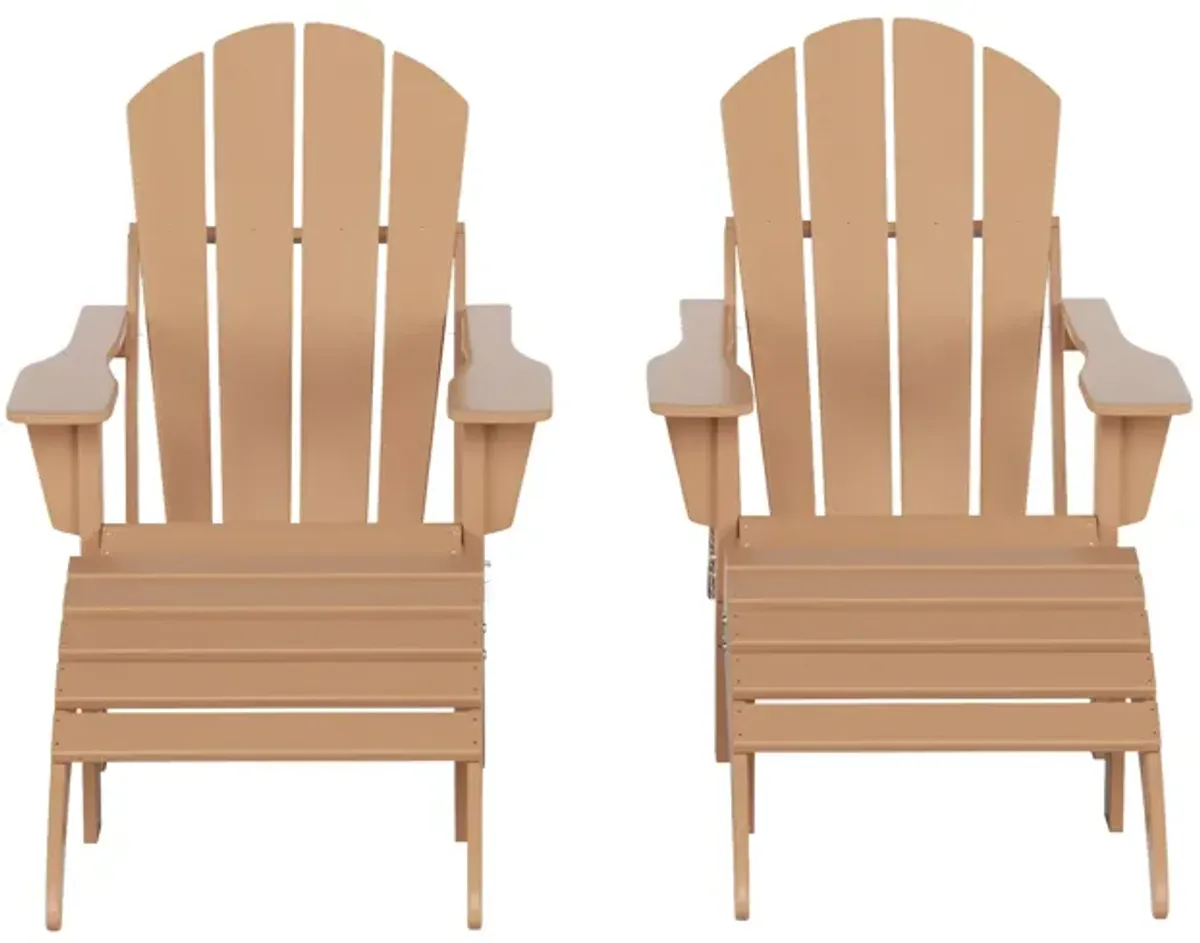 WestinTrends 4-Piece Folding Adirondack Chair With Footrest Ottoman Set