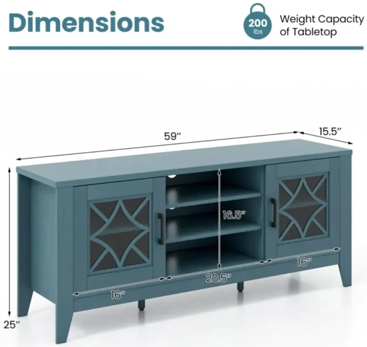 Hivvago Farmhouse TV Stand for TVs Up to 65 Inches 4 Adjustable Shelves