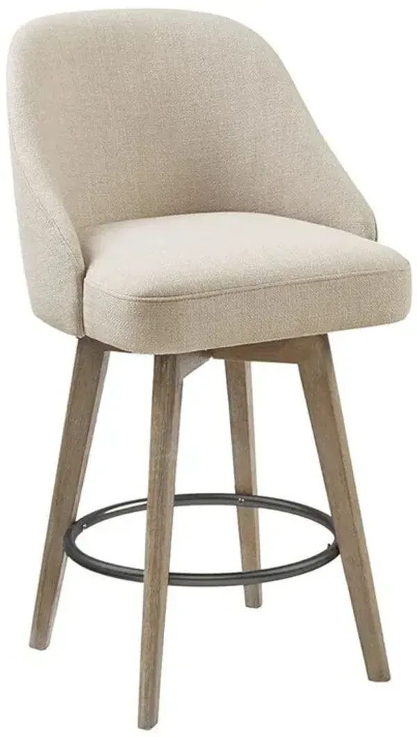 Starlight Canyon Home Beige Swivel Counter Stools with Solid Wood Frame for Kitchen or Bar Use