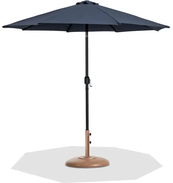 Meridian Furniture Fiji Grey Fabric / Teak Aluminum Patio Umbrella with Base Sets