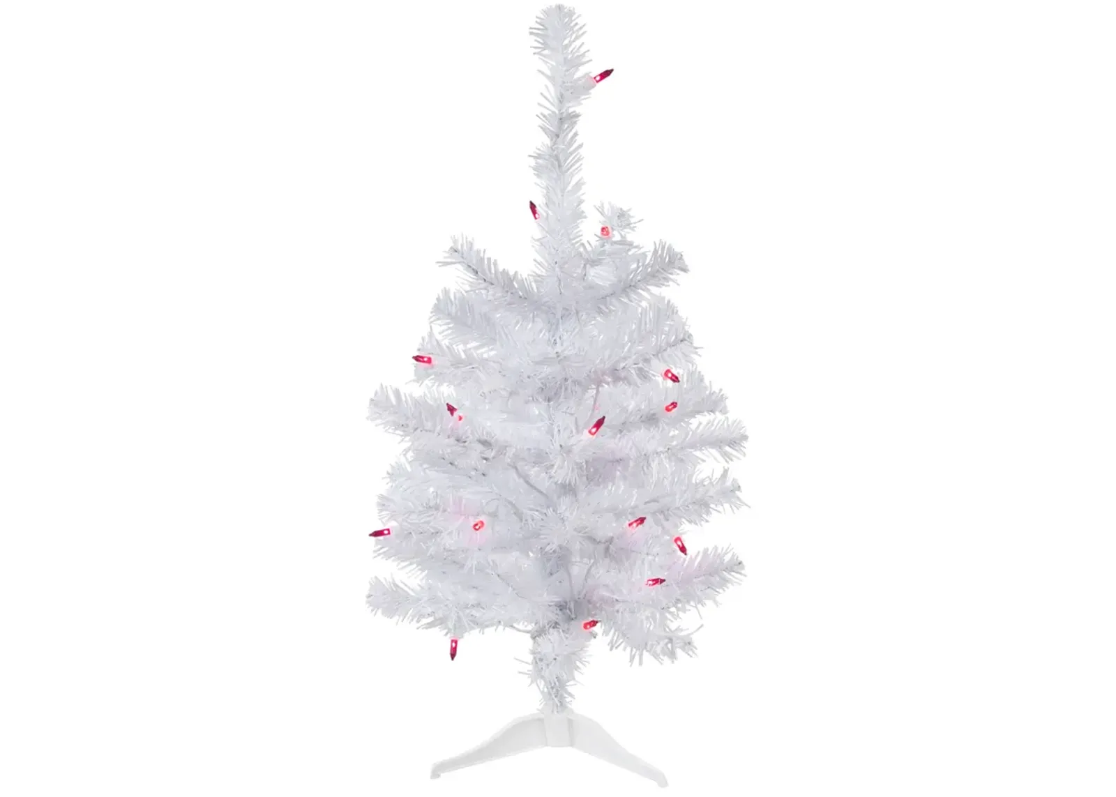 2' Pre-Lit Woodbury White Pine Slim Artificial Christmas Tree  Pink Lights