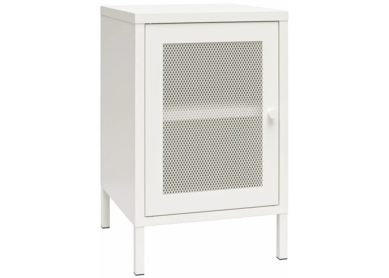 REALROOMS Shadwick End Table with Perforated Metal Mesh Door