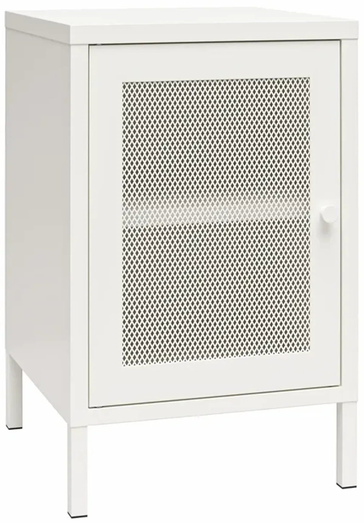 REALROOMS Shadwick End Table with Perforated Metal Mesh Door