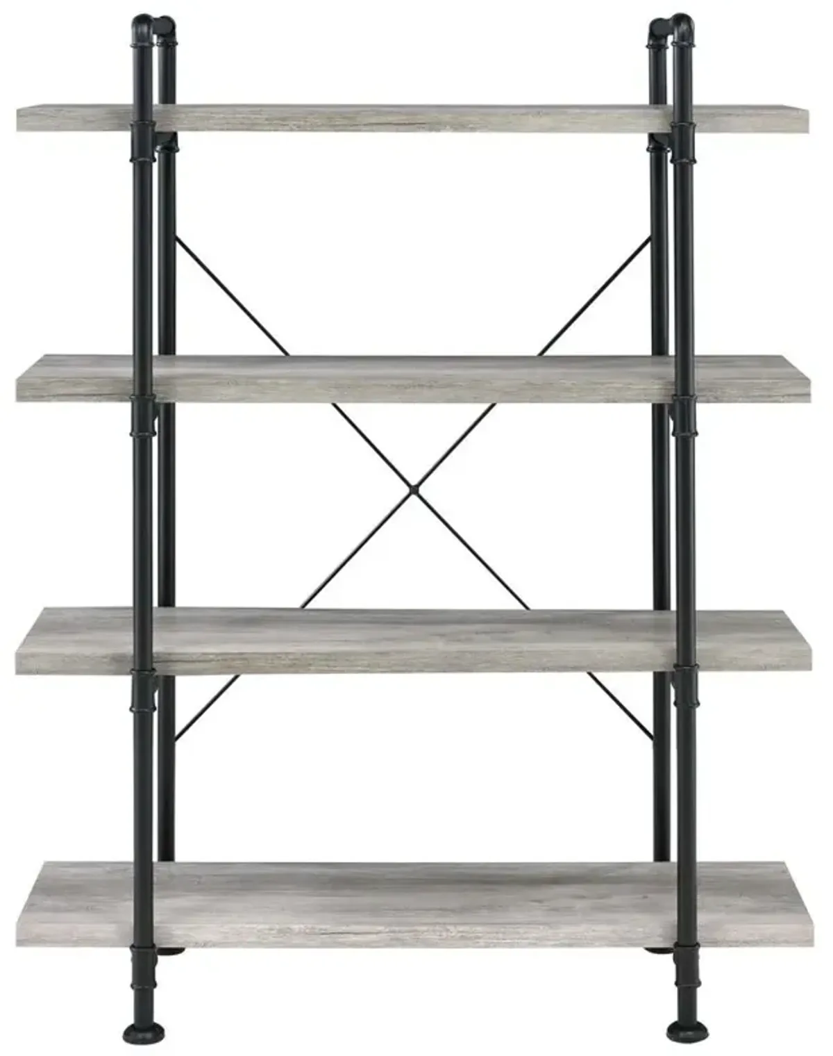 Delray 4-tier Open Shelving Bookcase Grey Driftwood and Black