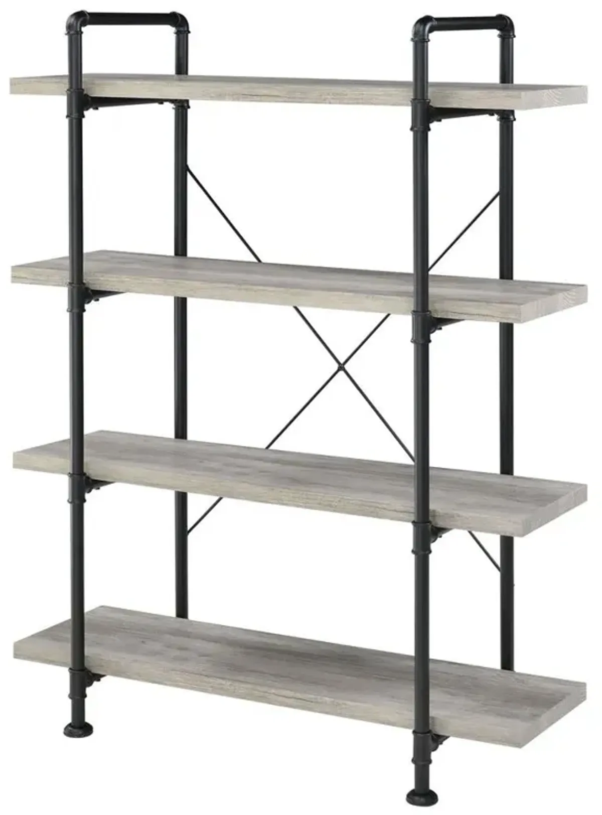 Delray 4-tier Open Shelving Bookcase Grey Driftwood and Black