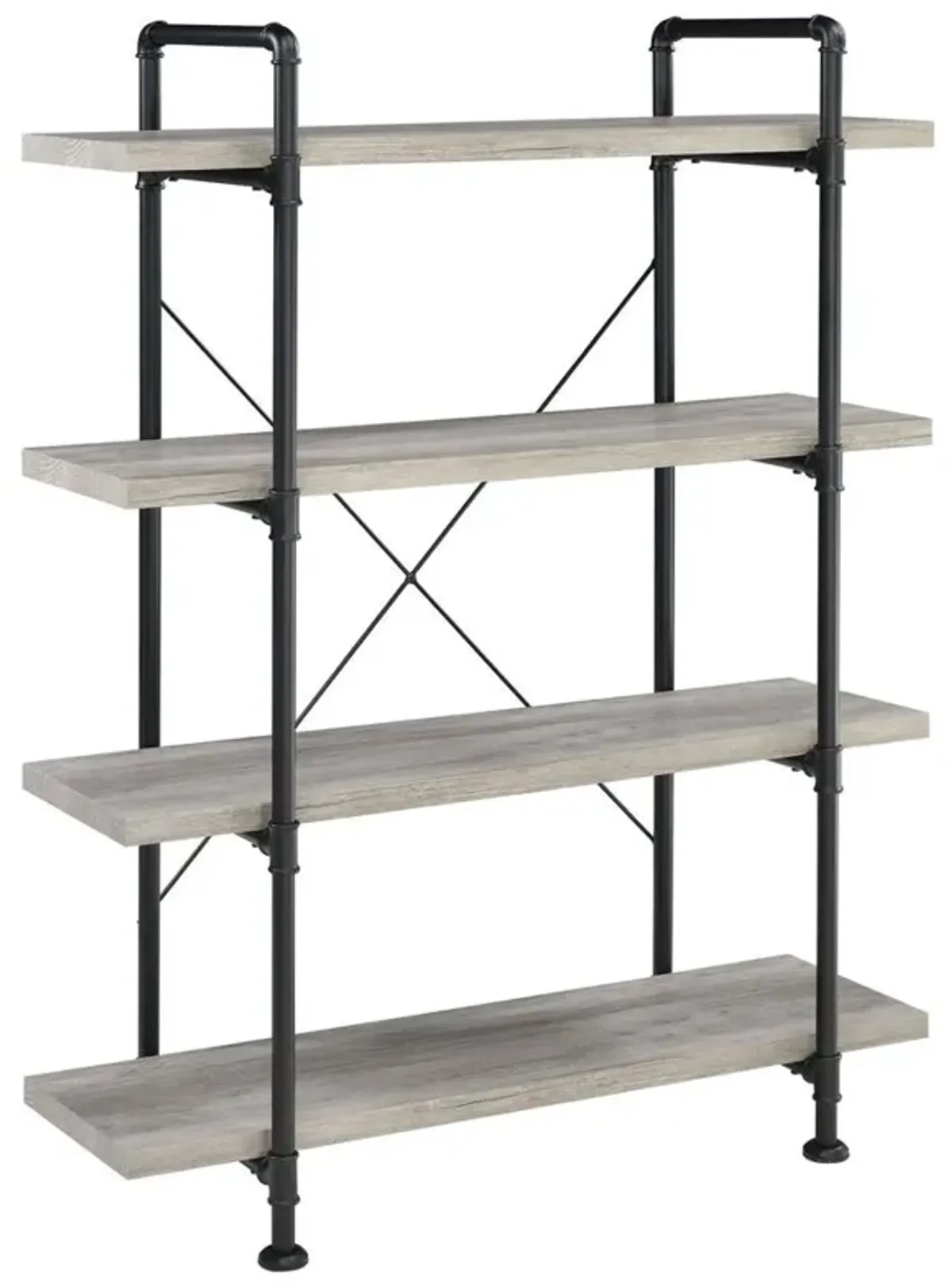 Delray 4-tier Open Shelving Bookcase Grey Driftwood and Black