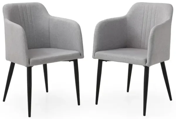Hivvago Set of Two 23 Inch Light Gray and Black Upholstered Arm Chair