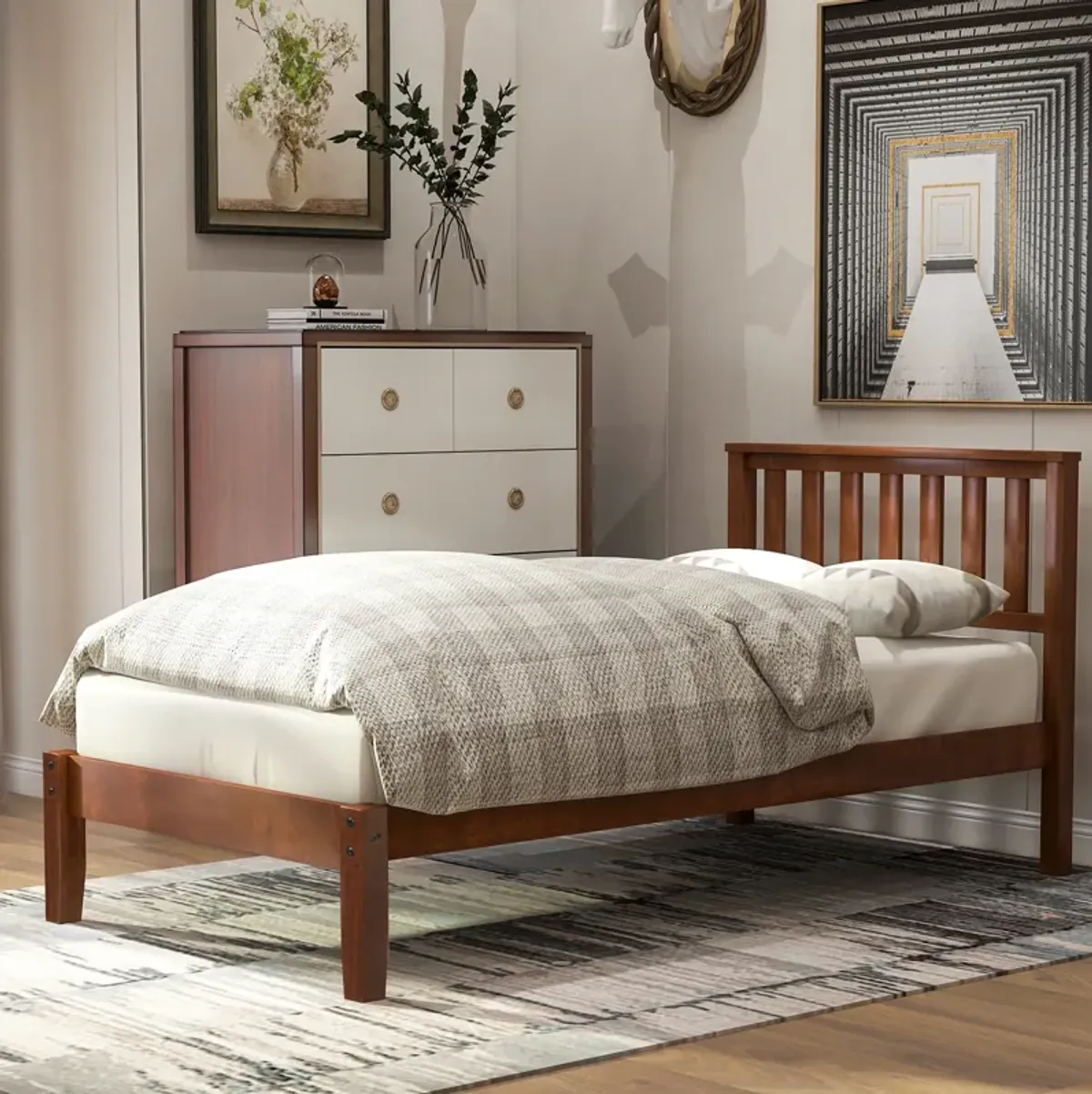 Merax Wood Platform Bed with Headboard