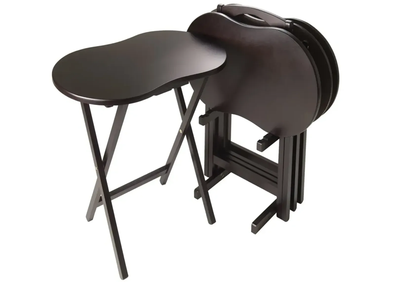 Hivvago 5-Piece TV Table Set in Espresso Finish with Peanut Shape Top