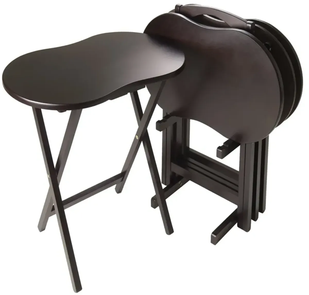 Hivvago 5-Piece TV Table Set in Espresso Finish with Peanut Shape Top