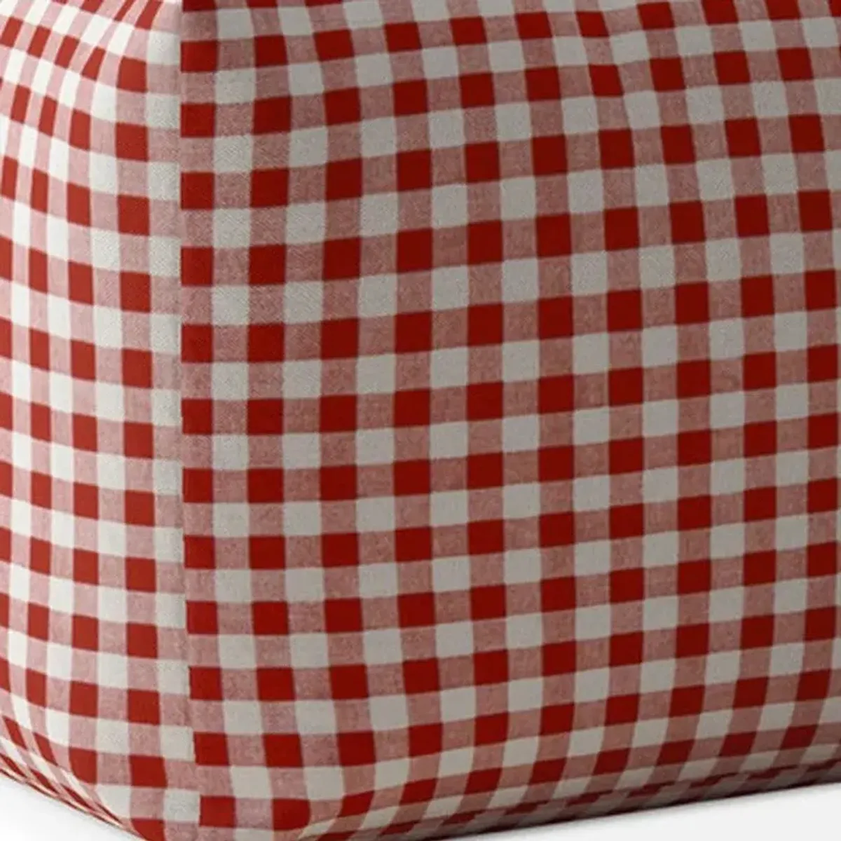 Hivvago 17" Red And White Cotton Gingham Pouf Ottoman