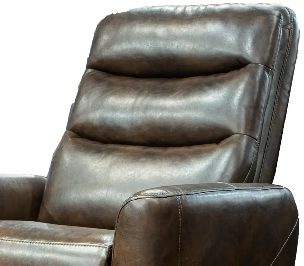 Aki 36 Inch Swivel Manual Recliner Chair, Luxury Plush Brown Faux Leather - Benzara...