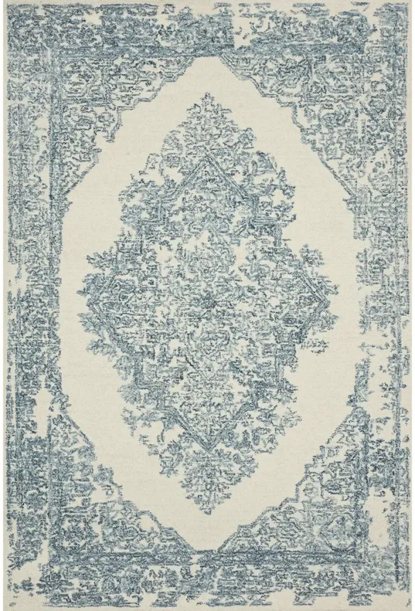 Annie White/Blue 9'3" x 13' Rug
