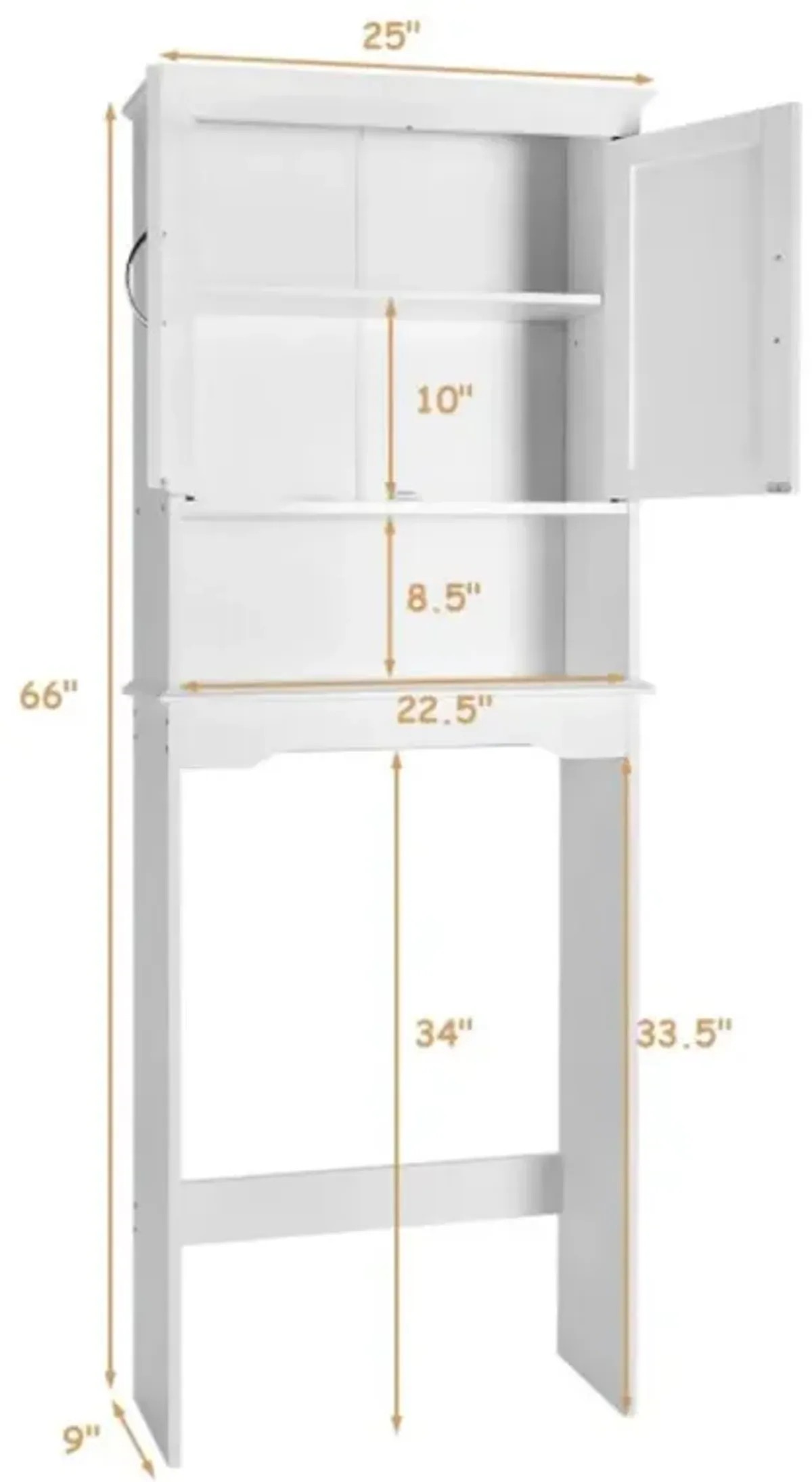 Hivvago Over the Toilet Storage Cabinet Bathroom Organizer with Adjustable Shelf-White