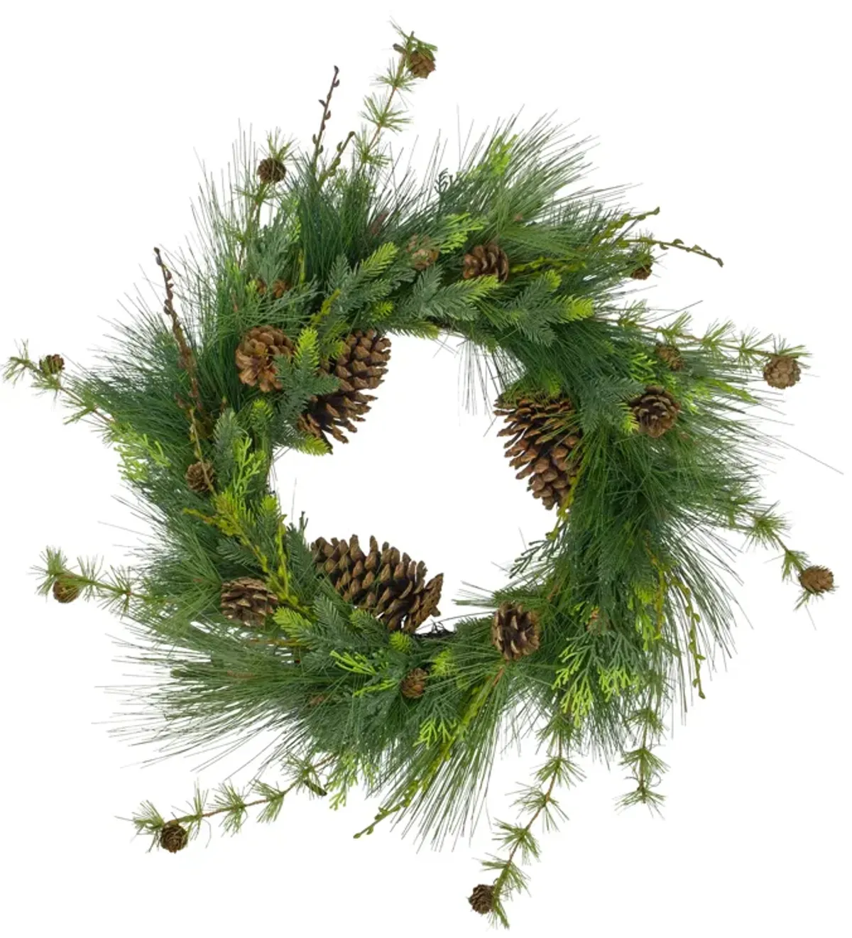 28" Long Needle and Pine Cones Artificial Christmas Wreath - Unlit