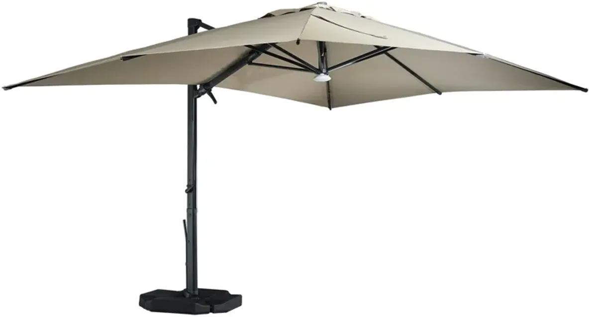 10x13 ft. 360 Rotable Cantilever Patio Umbrella with BaseandBT in Taupe