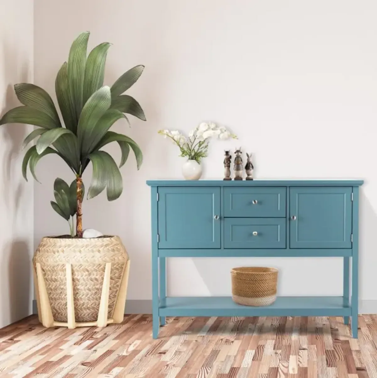 Hivvago Wooden Sideboard Buffet Console Table with Drawers and Storage